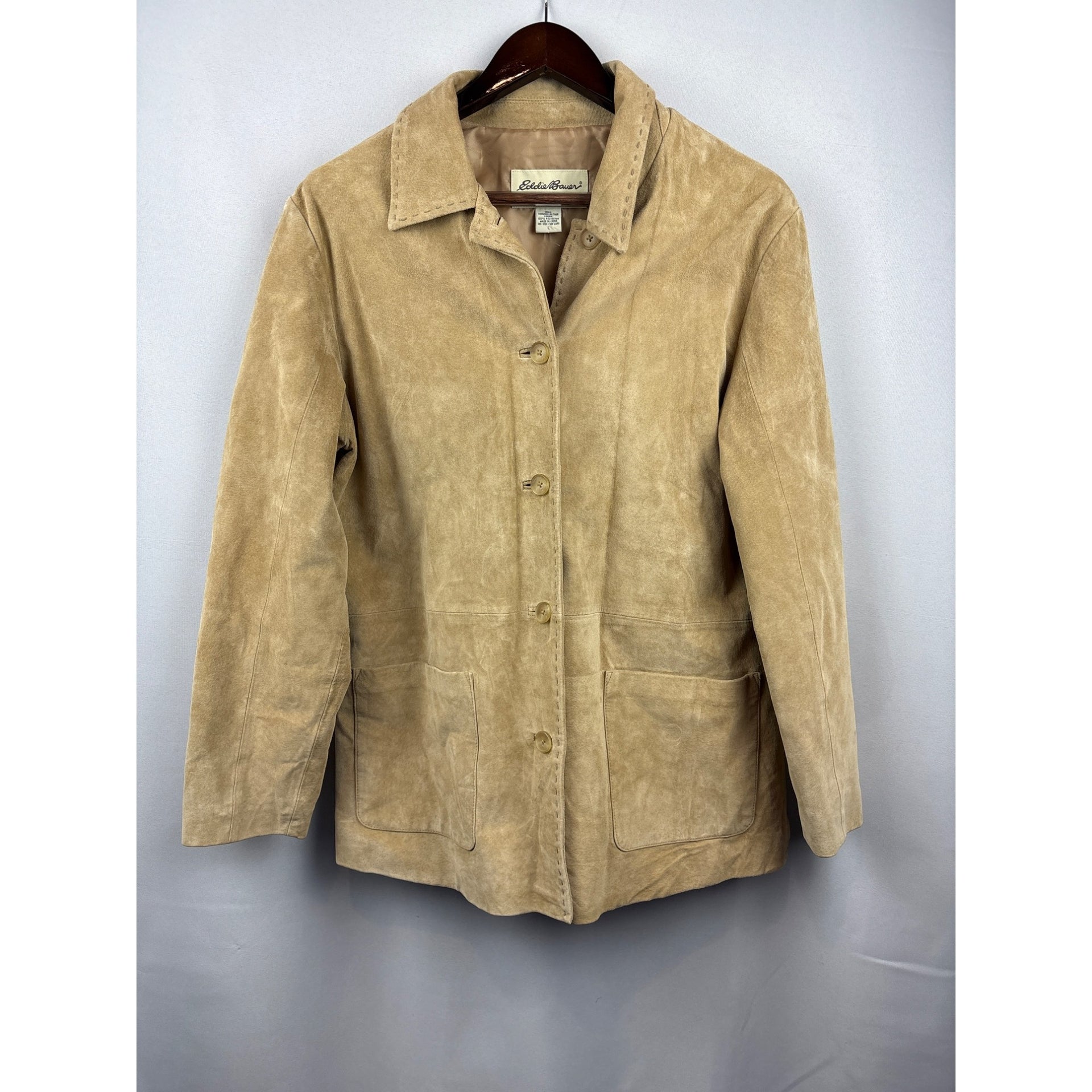 Women’s Eddie Bauer Large Tan Genuine Leather Suede Jacket
