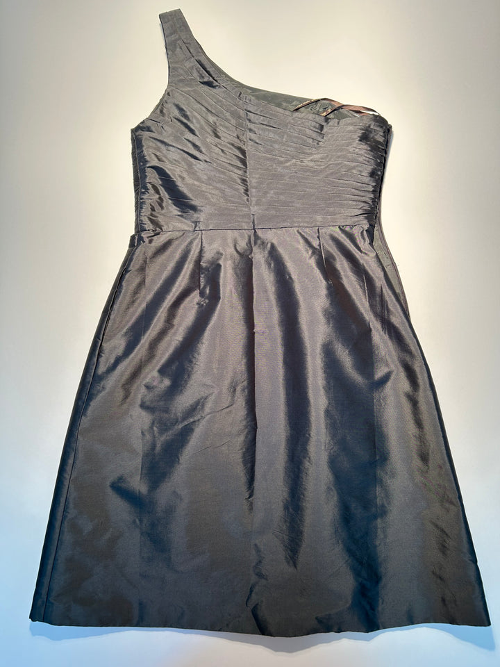 Monique Lhuillier Bridesmaids Gray One Shoulder Pleated Cocktail Knee Length Dress Size 8