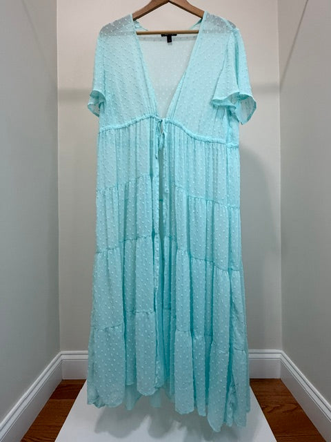 Torrid Swiss Dot Tiered Mesh Kimono Cardigan Cover Up Sz1/ 1X/ 14-16