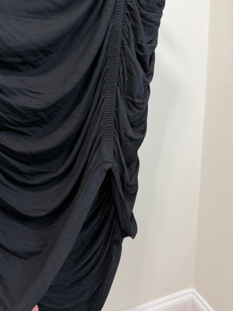 Torrid Ruched Stretch Midi Skirt Black NWT Sz1 14/16