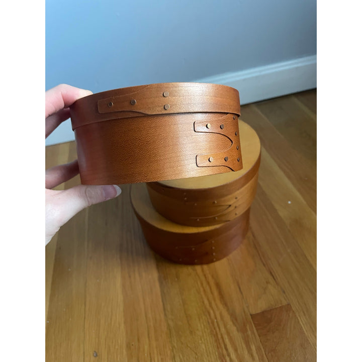 Set of 3 Round Wood Shaker Boxes Decorative Storage Cherry Homestead