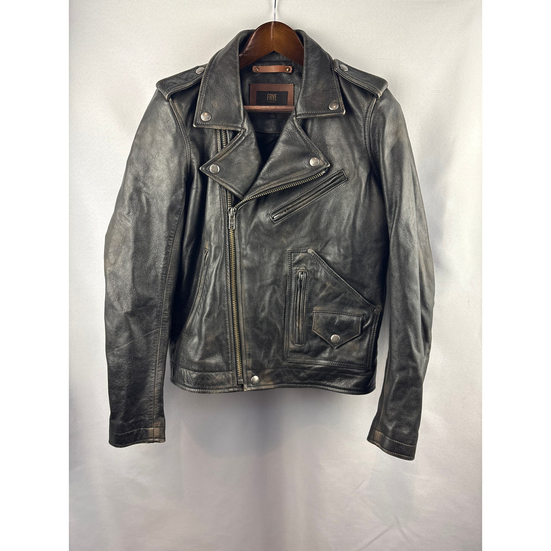 Women’s Frye Small Black Distressed Leather Motor Jacket