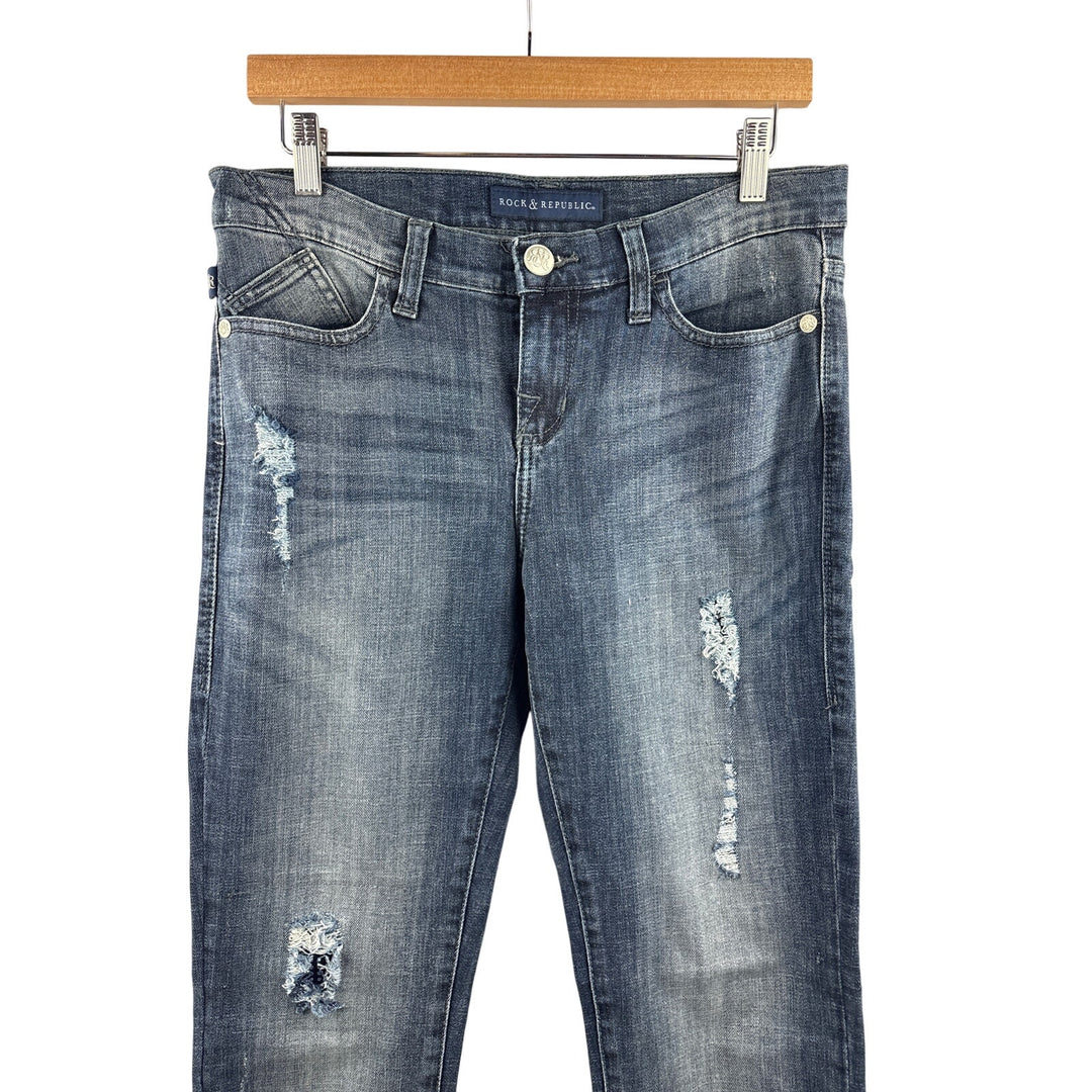 Women’s Rock & Republic Size 8 Medium Wash Distressed Skinny Jeans