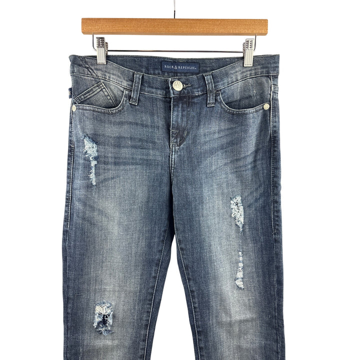Women’s Rock & Republic Size 8 Medium Wash Distressed Skinny Jeans