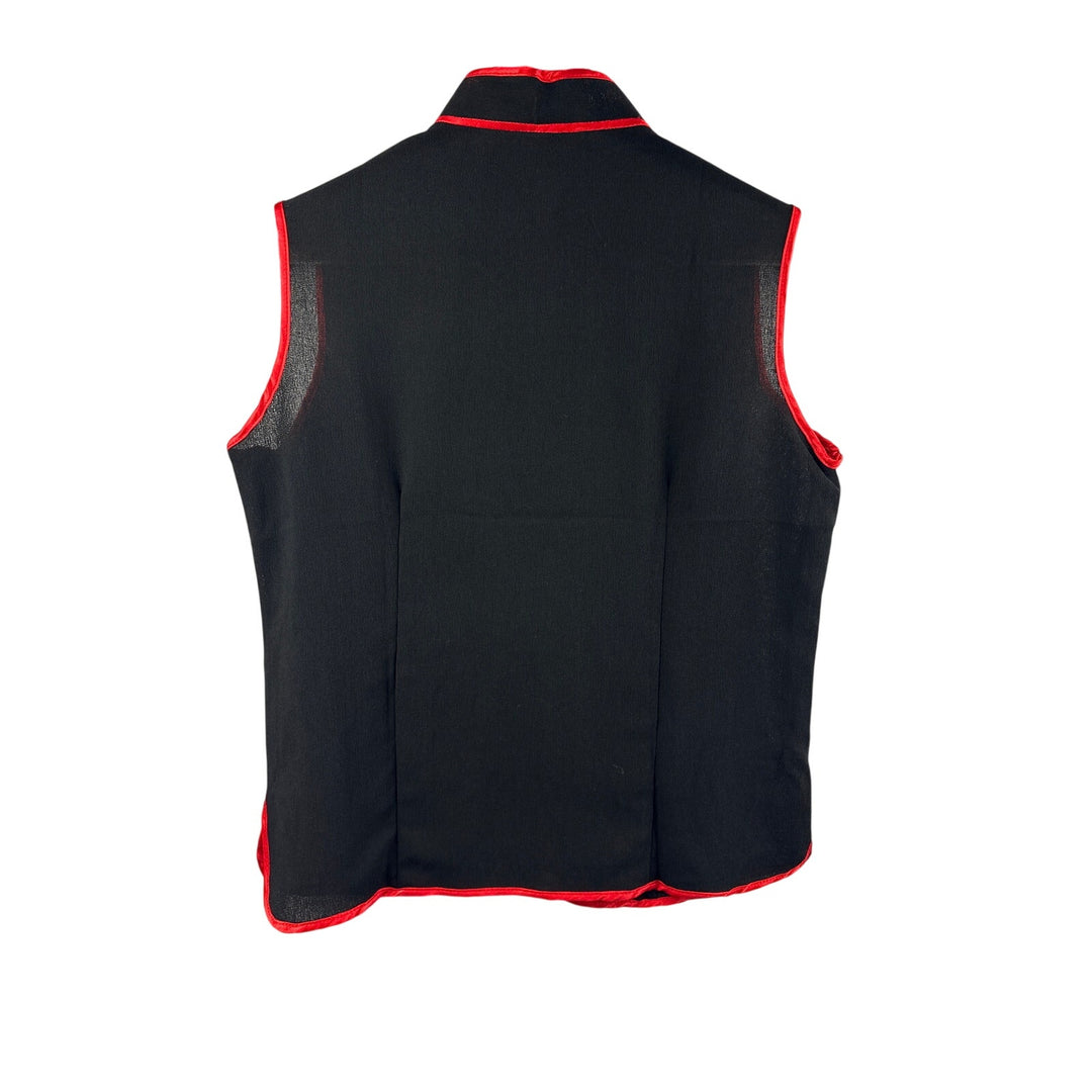 Women’s Large Black Asian Style Blouse w/ Red Embroidery