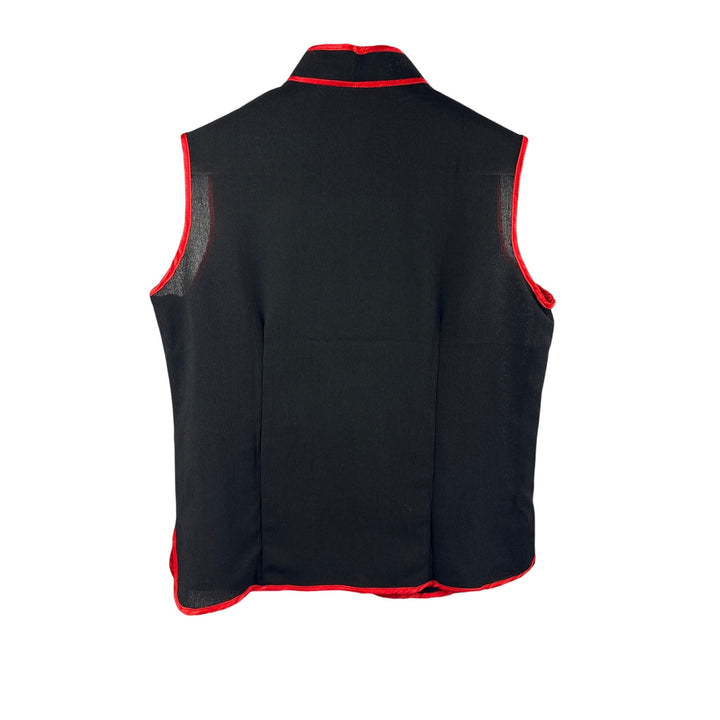 Women’s Large Black Asian Style Blouse w/ Red Embroidery