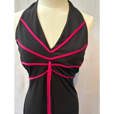 Cache Black & Pink Halter Dress Size 4