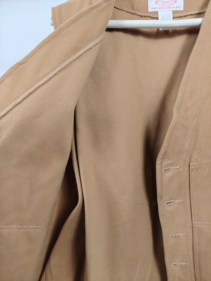 Classic Mens Filson Moleskin Cotton Vest Tan Button Front
