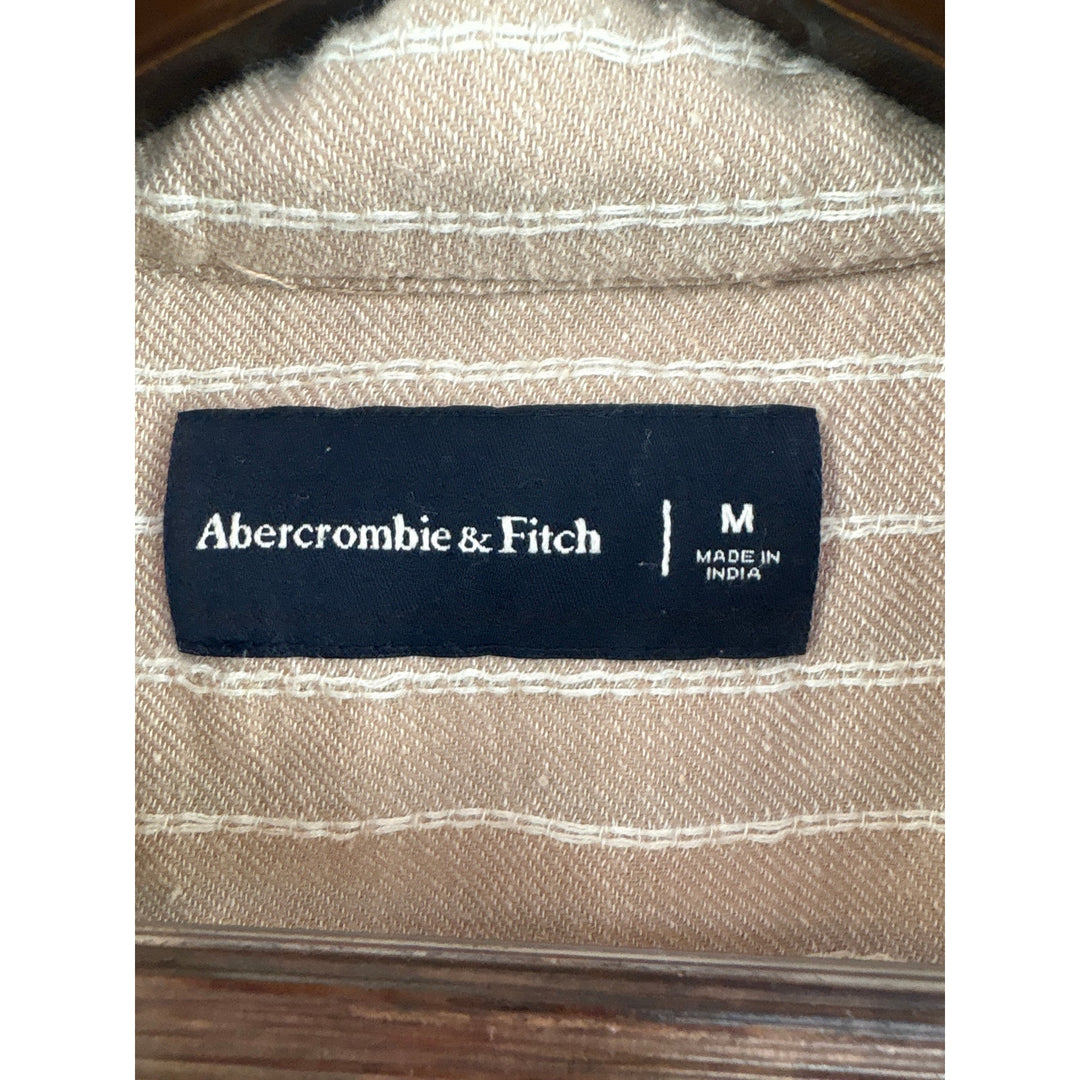 Women’s Abercrombie & Fitch Medium Tan & White Striped Button Up