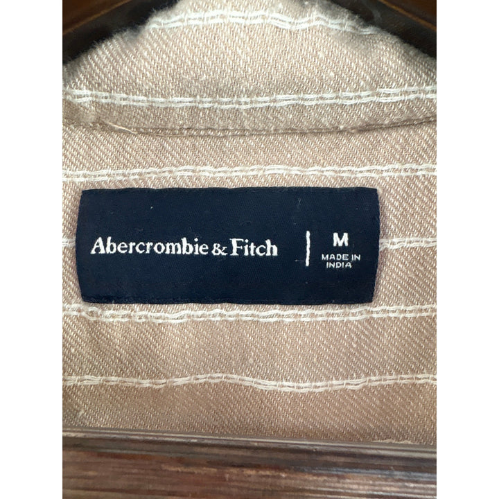 Women’s Abercrombie & Fitch Medium Tan & White Striped Button Up