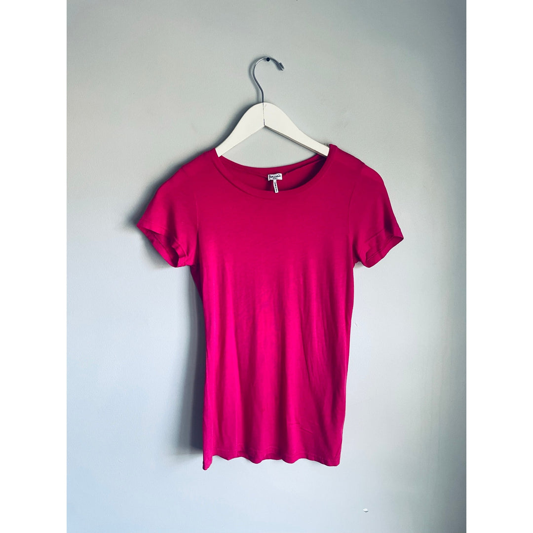 Splendid Pink T-shirt ribbed size small Pima Cotton Modal Basic Minimalist Barbie Capsule Soft Wardrobe Staple