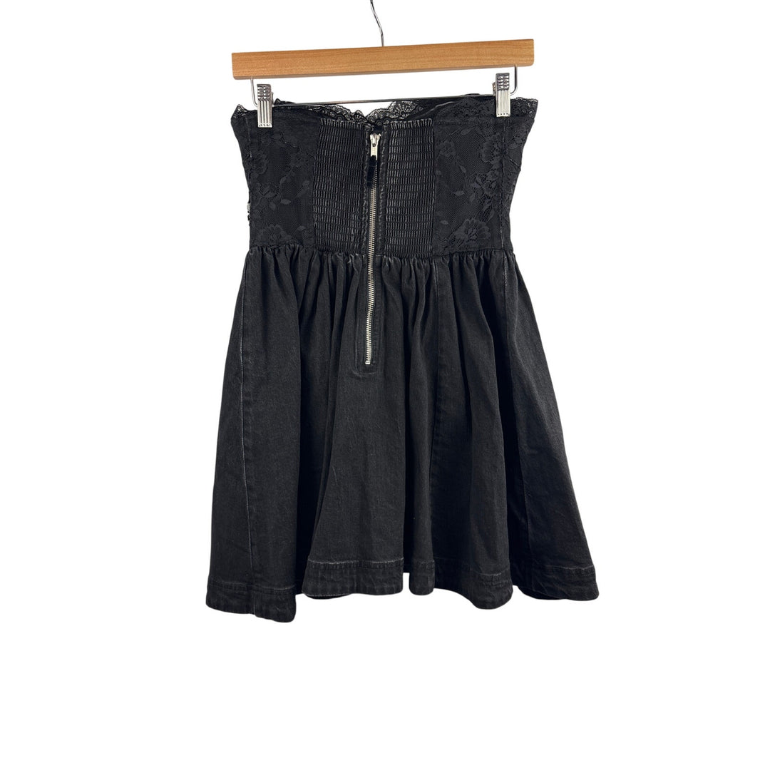 Women’s Pilcro XS Black Sleeveless Mini Jean & Lace Dress
