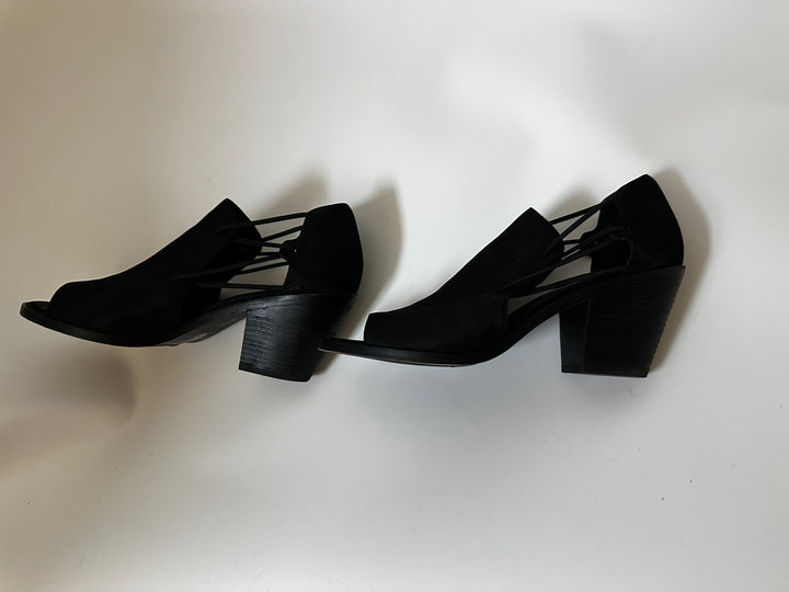 Eileen Fisher Black Cutout Open Toe Block Heel Shoes