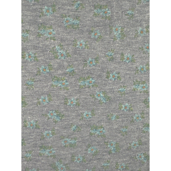 Women’s Lucky Brand Medium Light Grey T-Shirt w/ Teal Flowers