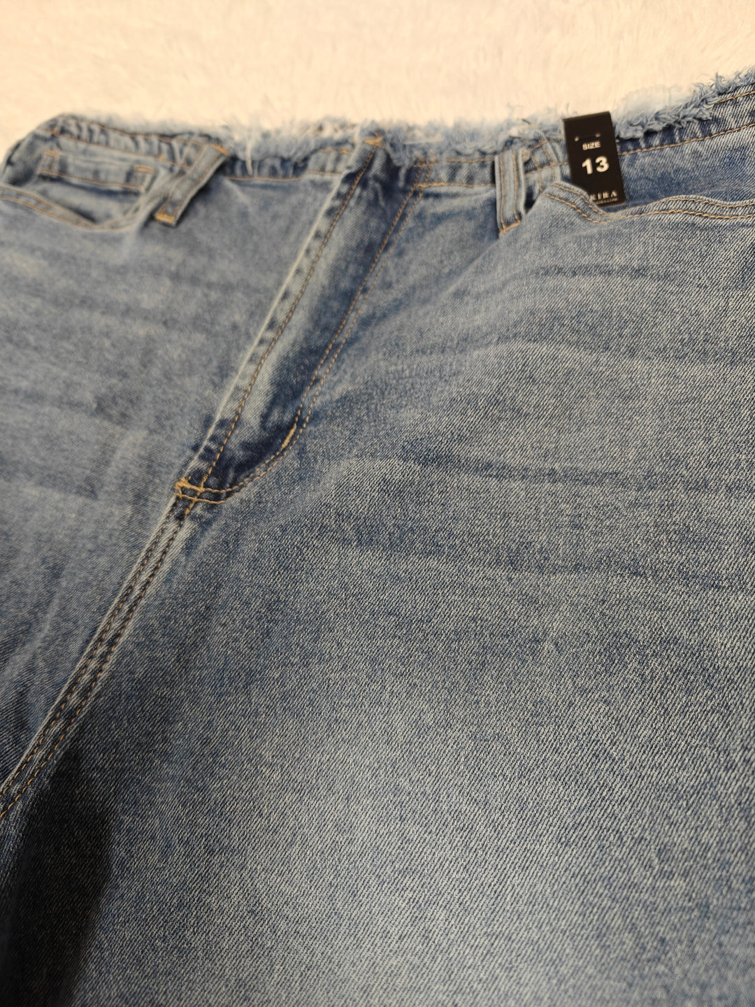 Akira Womens High Rise Wide Leg Jeans Blue Frayed Hem