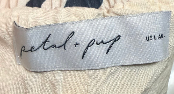 Petal &amp; Pup Black White Abstract Print High Waist Linen Blend Shorts Size L