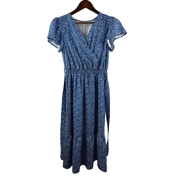 Women’s Xieerduo Fashion Medium Blue Polka Dot Summer Dress