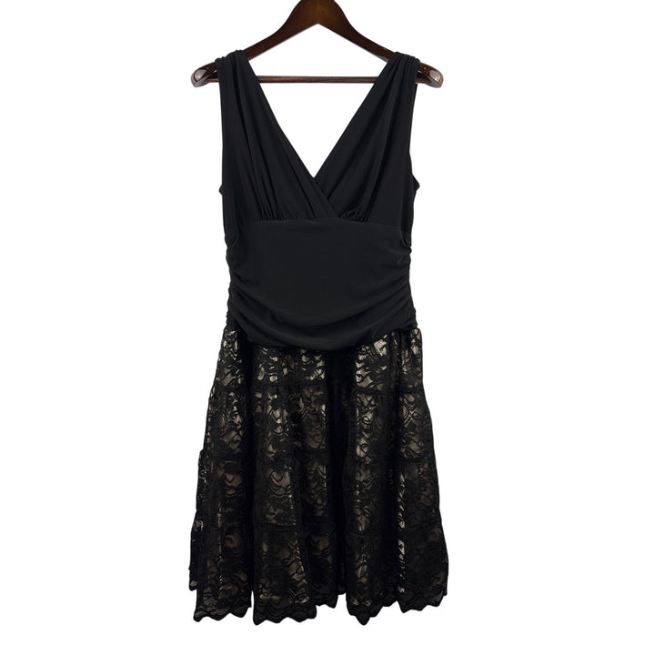 Women’s S.L.Fashions Size 16 Black Dress w/ Gold Underskirt
