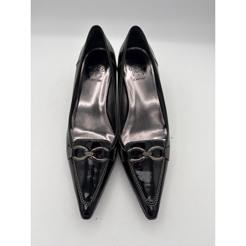 Women’s Circa Joan & David Size 8 Black Patent Leather Pointed Toe Kitten Heels