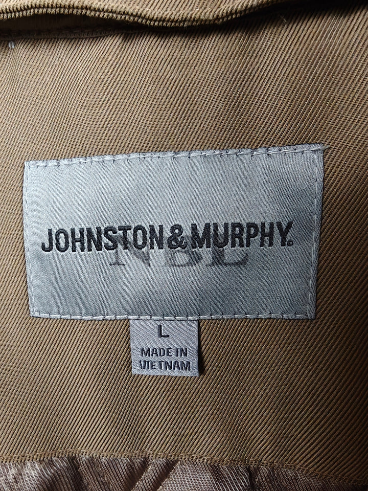Classic Johnston Murphy Mens Tan Wool Collar Car Coat Size L