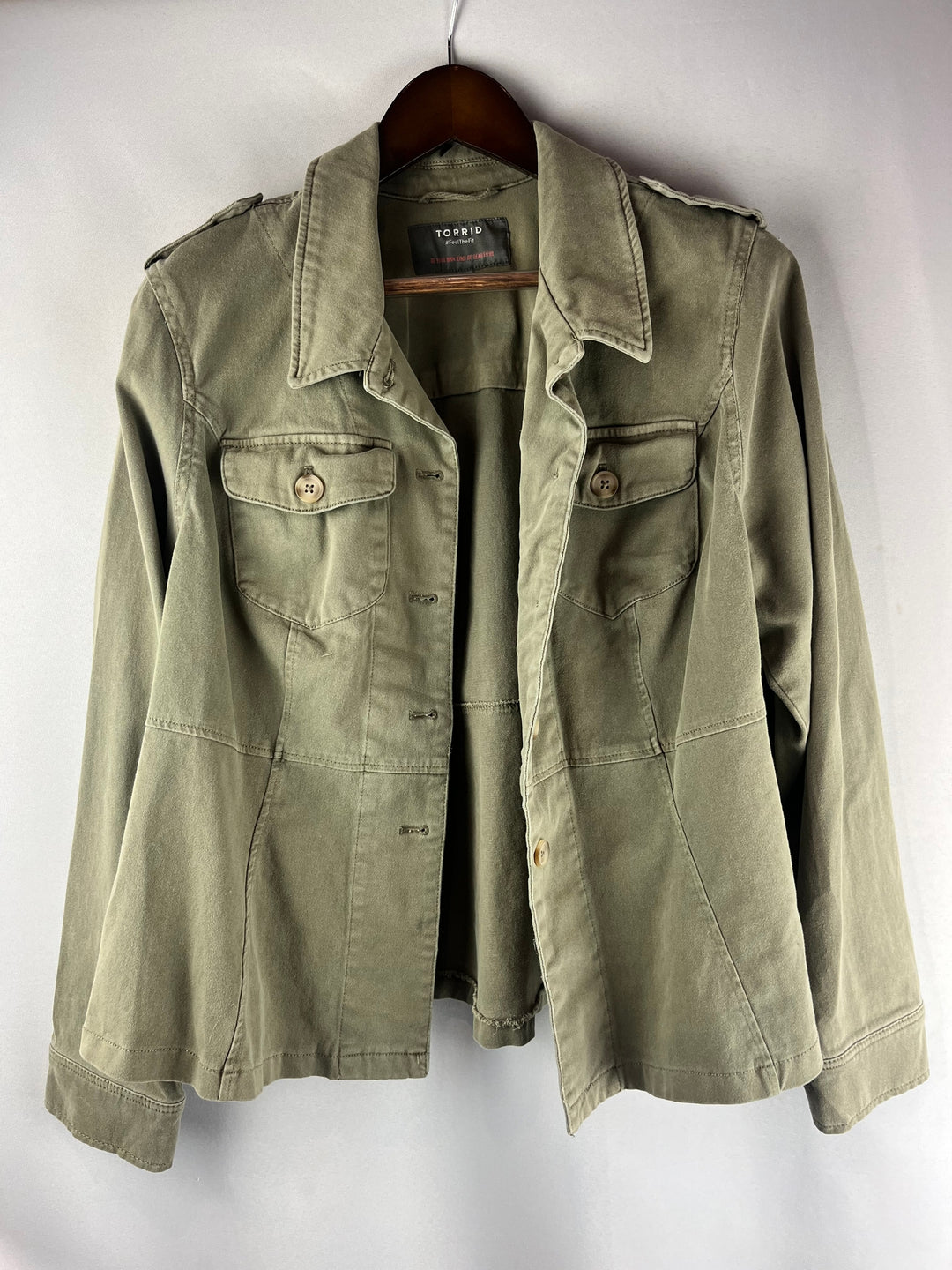 Womens Torrid Size 2X Olive Green Military Utility Jacket