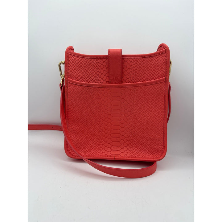 Women’s Gigi New York Coral Leather Crossbody Purse w/ Snakeskin Pattern