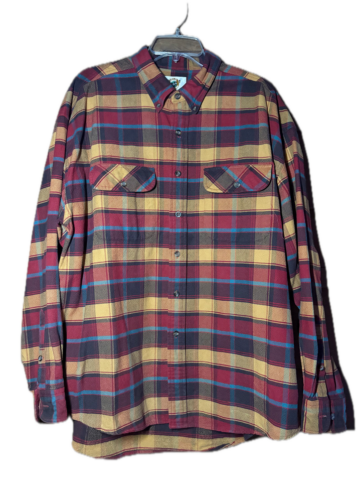 Mens XL Field Gear Plaid Flannel Button Down Cotton Work Shirt