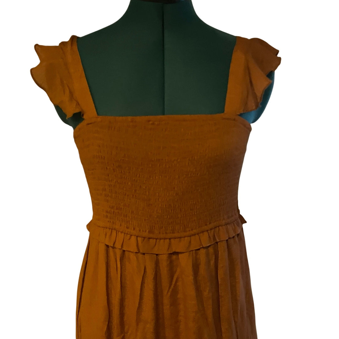 Nanette Lepore Rust Orange Glazed Ginger Cottage Tiered Ruffle Maxi Dress NWT 8