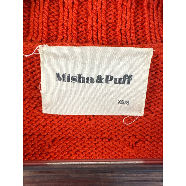 Women’s Misha & Puff XS/S Bright Orange Cropped Popcorn Cardigan