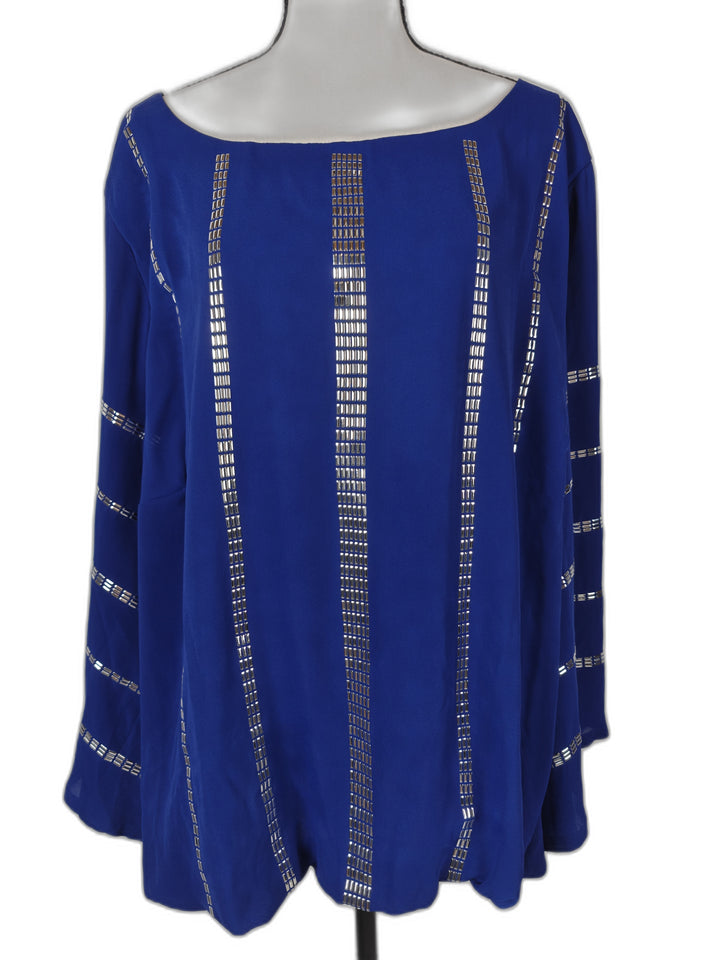 Womens Alfani Embellished Tunic Top Bright Blue Size 24W
