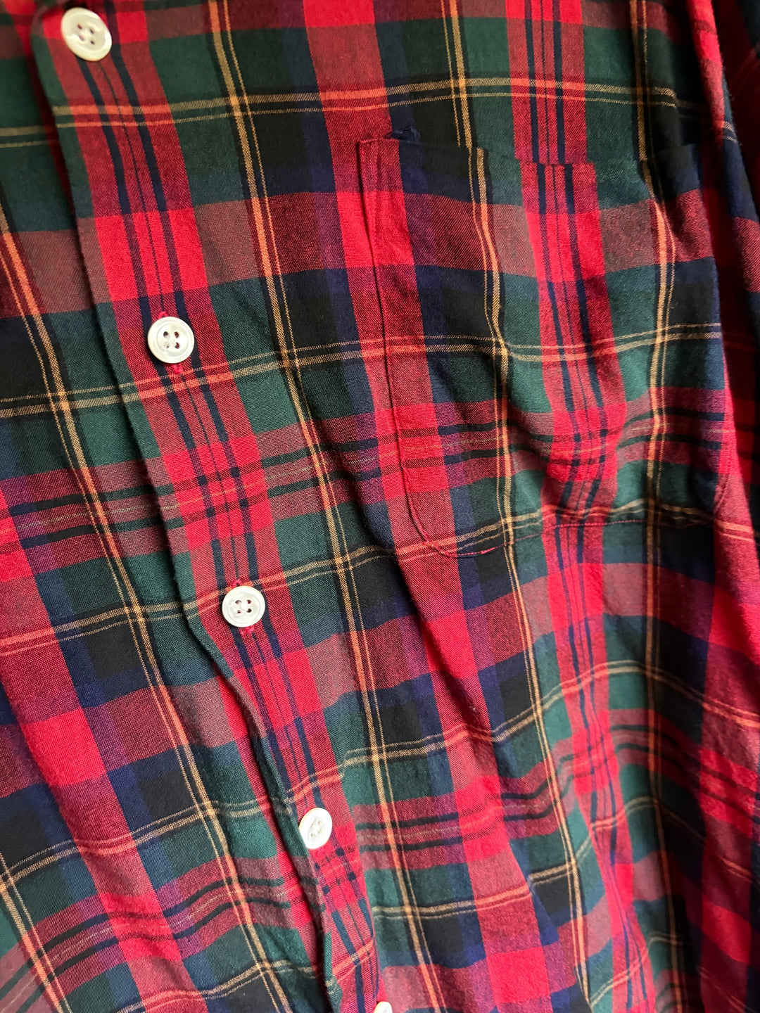 Polo Ralph Lauren Red Green Plaid Long Sleeve Rayon Button Down Shirt