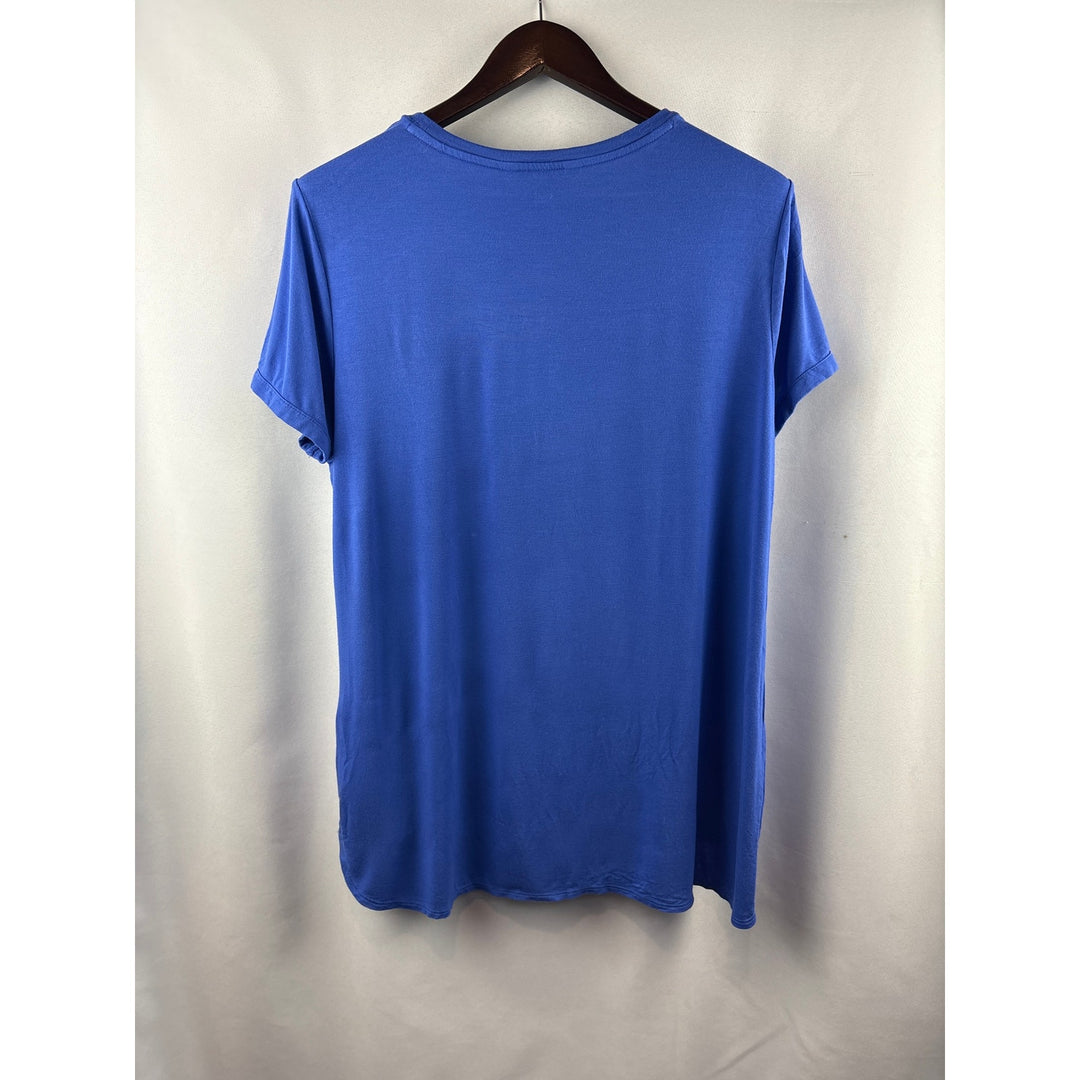 Women’s Ellen Tracy Large Cornflower Blue Short Sleeve Shirt