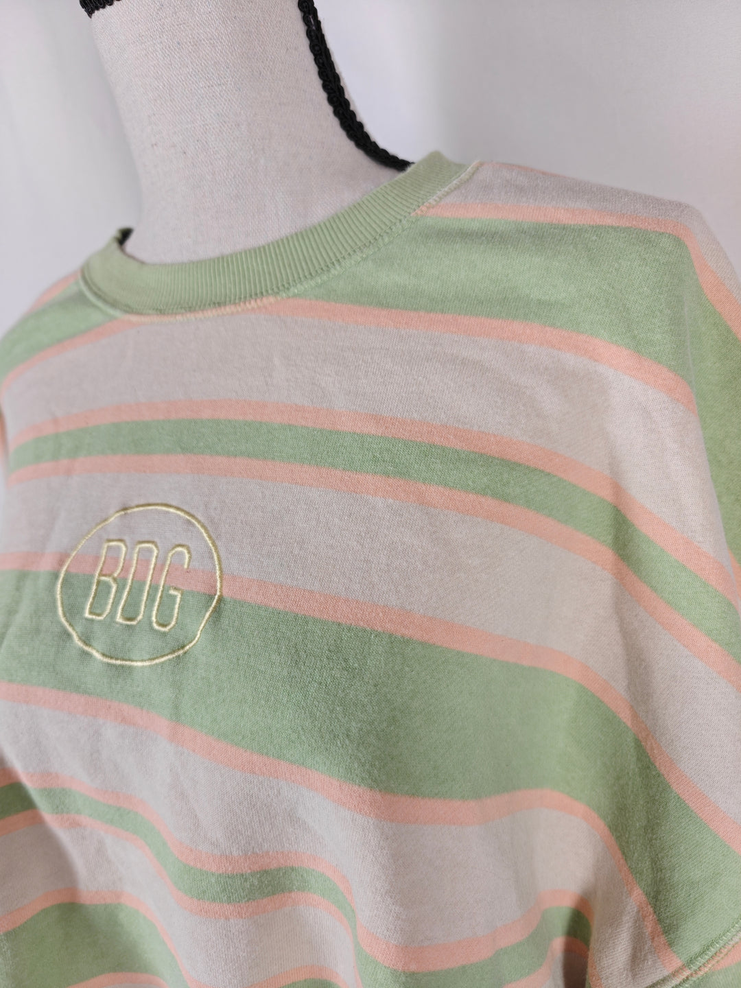 Womens BDG Cropped Sweater Green Pink Striped Size L