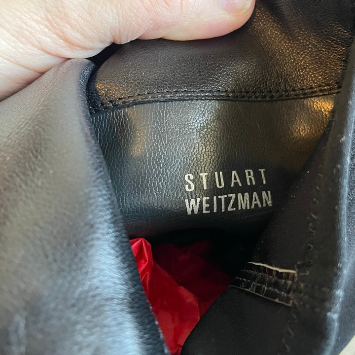 Stuart Weitzman 5050 Black Leather Elastic Back Round Toe Tall Boots EU35.5 US5