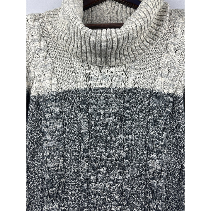 Women’s Jeanne Pierre Two-Toned Gray Cotton Knit Cowl Neck Sweater Size Small