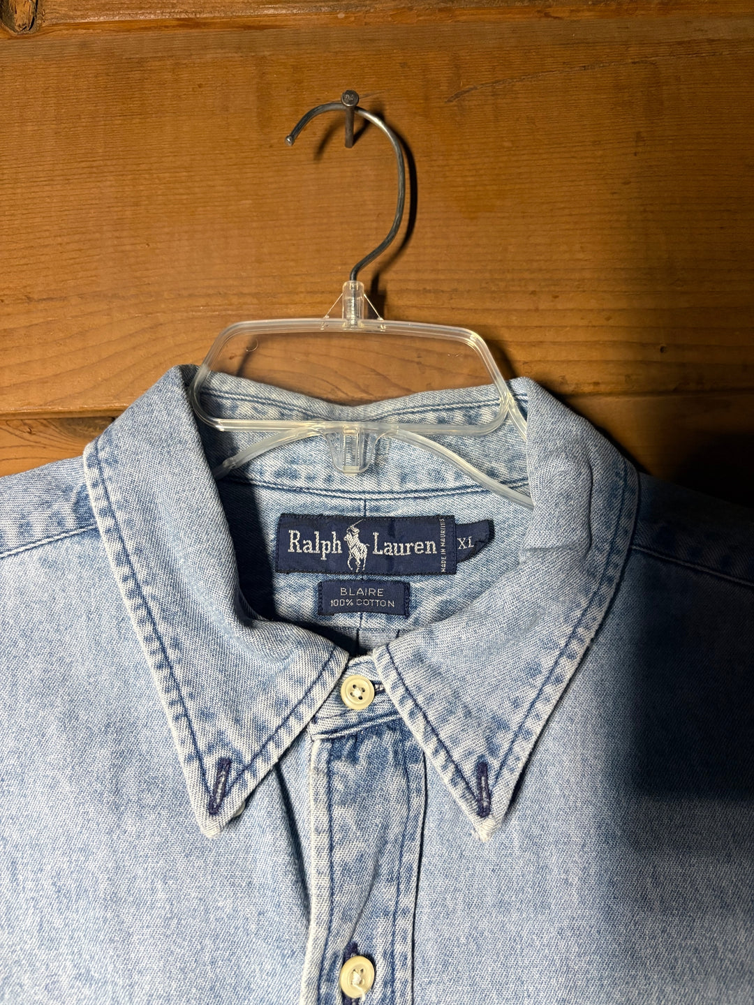Vintage Ralph Lauren Blaire Denim Shirt 90s Oversized Light Wash