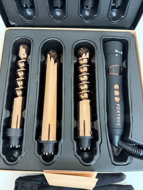 FoxyBae Le Se7en Interchangeable Curling Wand Set With 7 Barrels Box and Glove