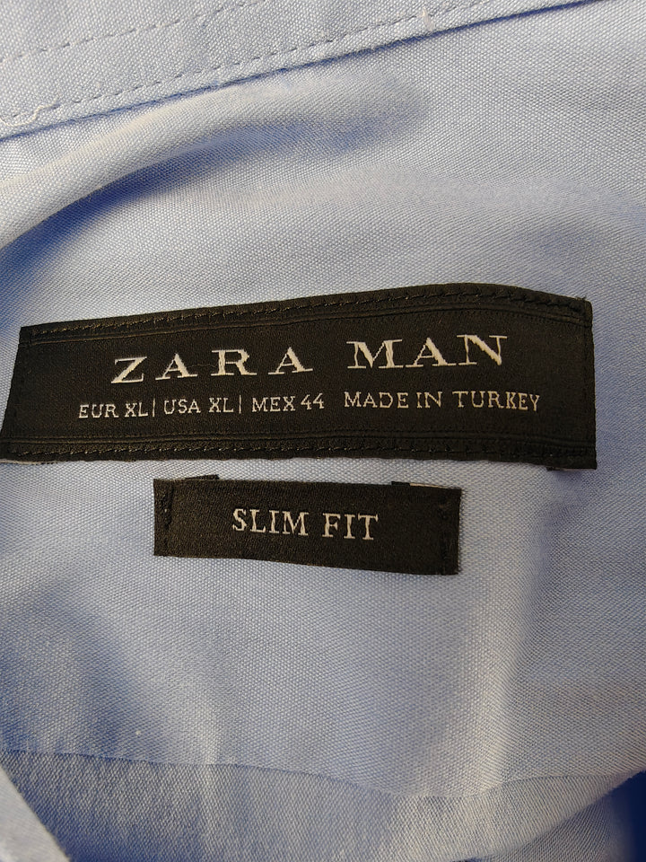 Men’s Zara Man Slim Fit Dress Shirt Blue XL French Cuff
