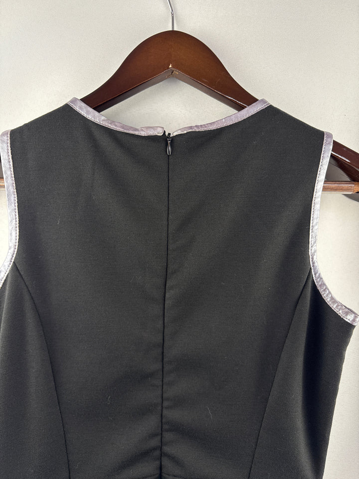 Women’s IMAN Small Sleeveless Black &amp; Sliver Patterned Dress