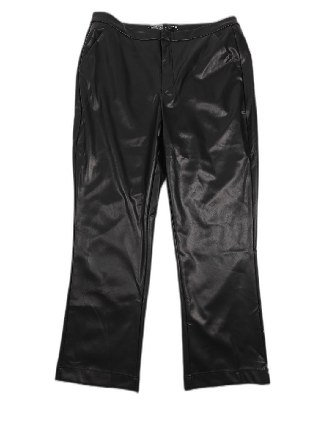 Womens Fashion Nova Faux Leather Trouser Pants Black Size 2X NWT