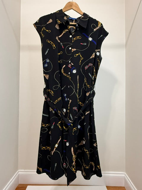 Apt. 9 Novelty Accessories Print Button Front Dress Black XL