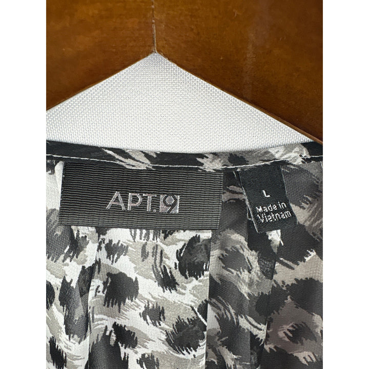 Women’s APT. 9 Large Grey & Black Leopard Print Sheer Blouse