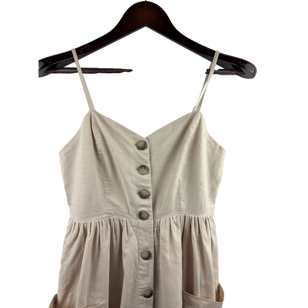 Women’s Pink Blush Small Beige Sleeveless Summer Dress