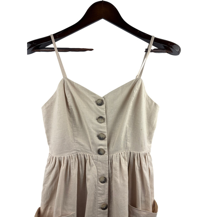 Women’s Pink Blush Small Beige Sleeveless Summer Dress