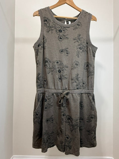 Mia &amp; Tess Floral Sweatshirt Romper Taupe Black SzXL