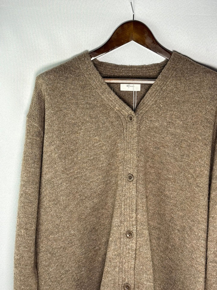 Womens Moia Brown Alpaca Wool Blend V Neck One Size Cardigan