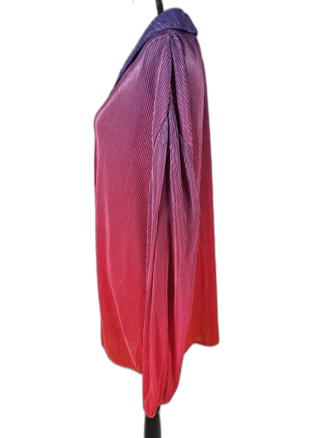 Women Akira Pleated Button Down Tunic Blouse Pink Purple XL