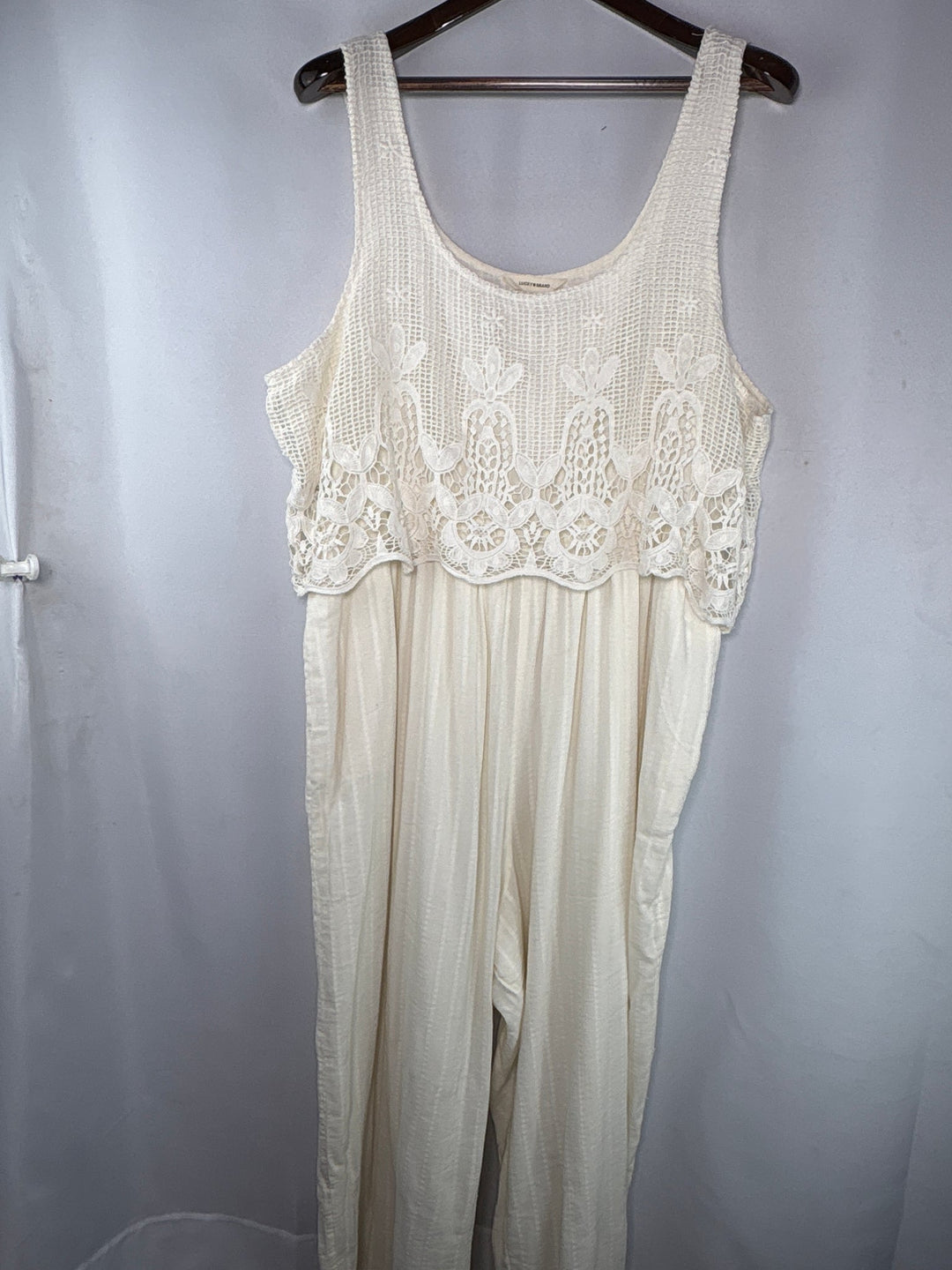 Women’s Lucky Brand XL Cream Lacy Jumpsuit