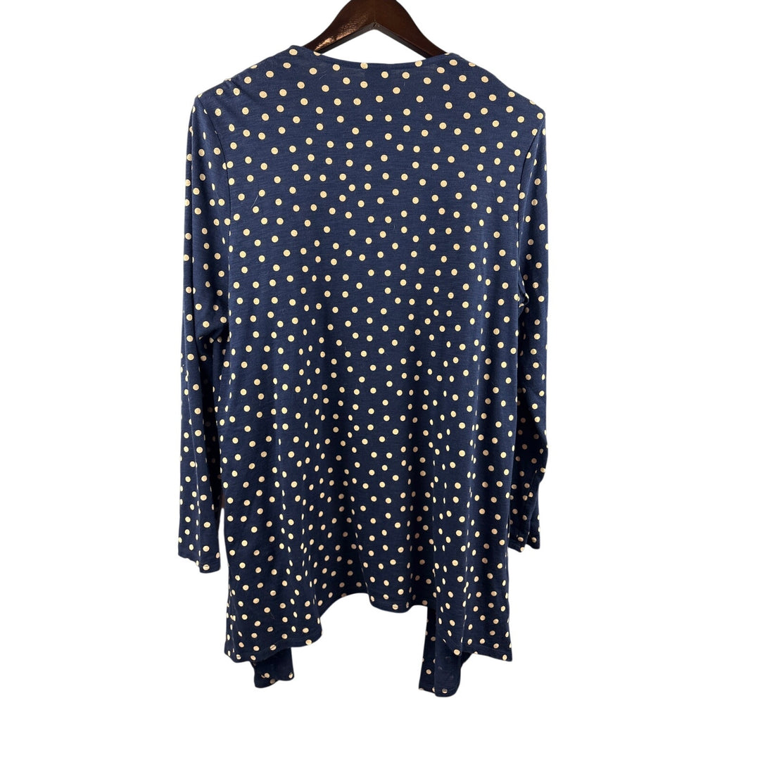 Women’s Chico’s Size 2 Navy Blue Tank & Sweater Set w/ Tan Polka Dot
