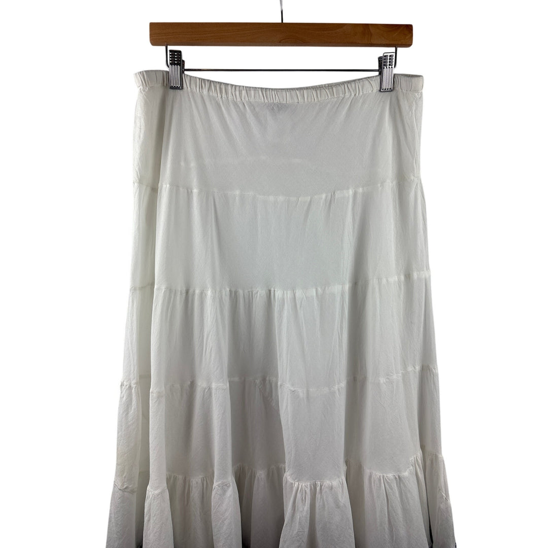 Women’s Bila Large White Maxi Skirt w/ Multicolor Florals